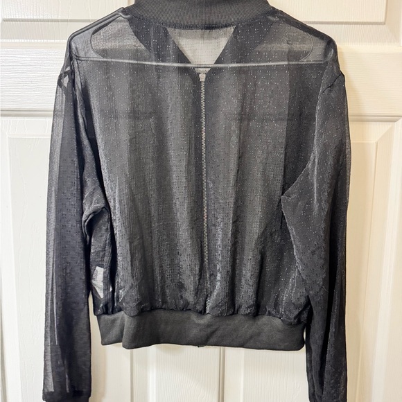 SHEIN Glitter Sheer Black Bomber Jacket - Picture 2 of 5